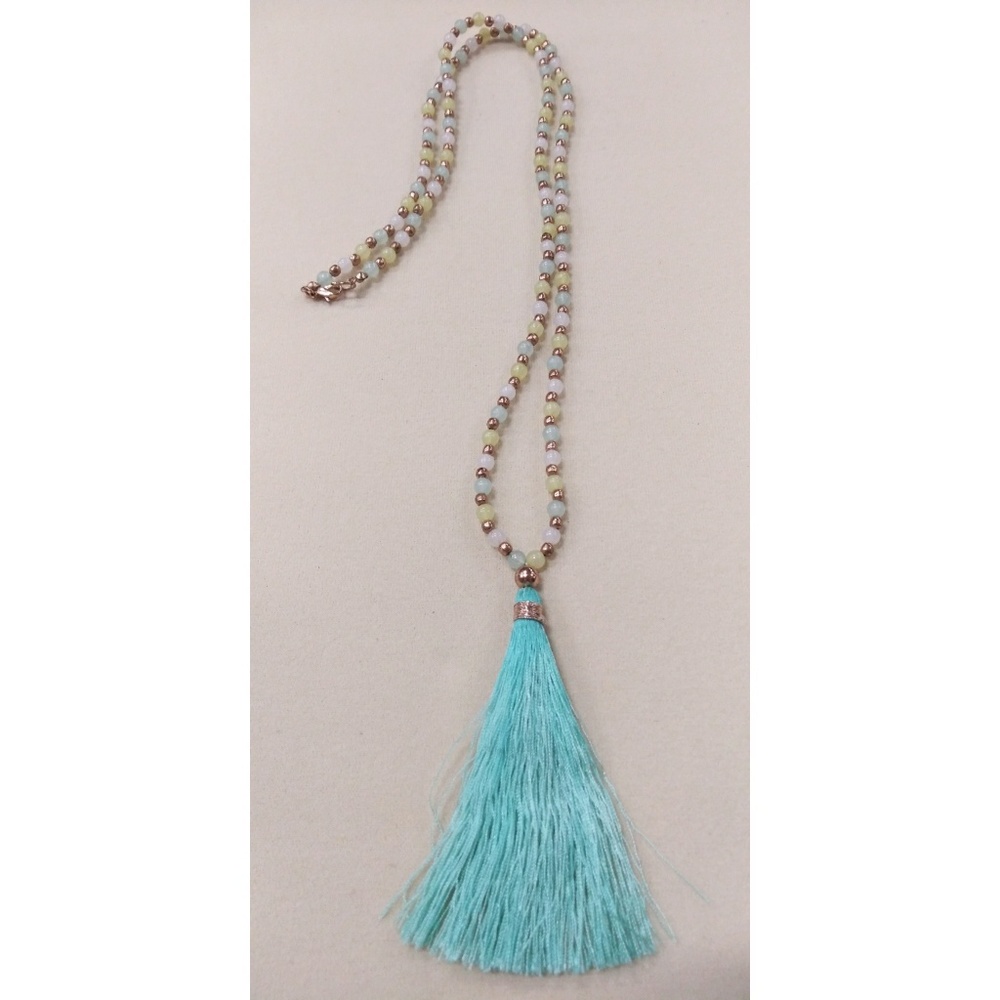 Tassel Necklace - Blue Sea Foam